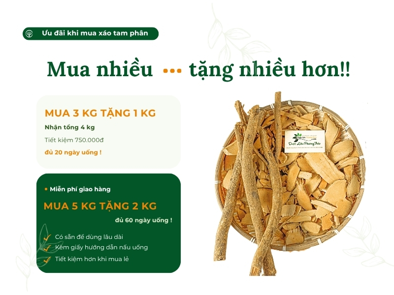 Ưu đãi mua xáo tam phân tặng thêm tại Dược Liệu Phương Thảo.