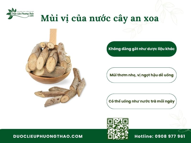 Mùi vị của nước cây an xoa khi uống