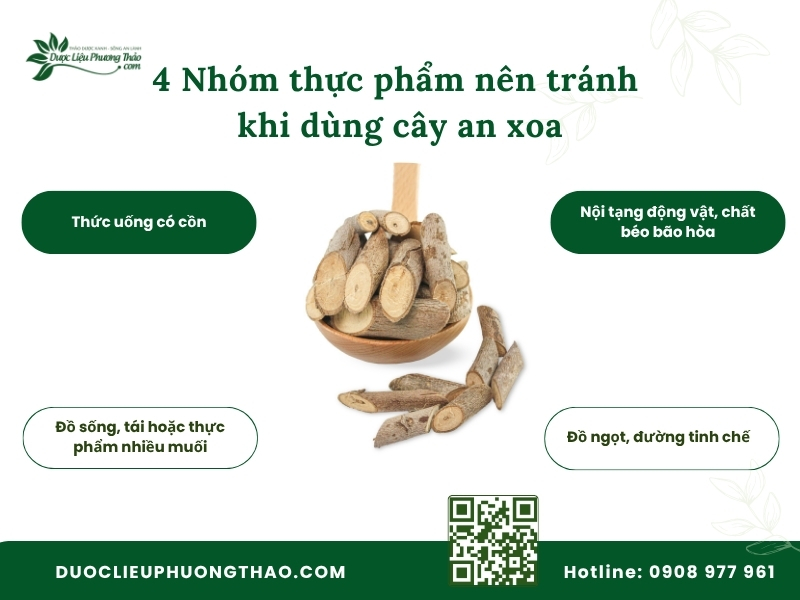 Uống cây an xoa kiêng ăn gì để tránh tác dụng phụ? 4 nhóm thực phẩm cần tránh khi dùng cây an xoa