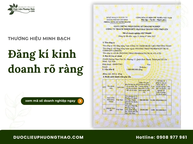 Cây xạ đen bao nhiêu tiền? Cập nhật chi tiết bảng giá xạ đen khô 2026 Giấy phép kinh doanh của Dược Liệu Phương Thảo